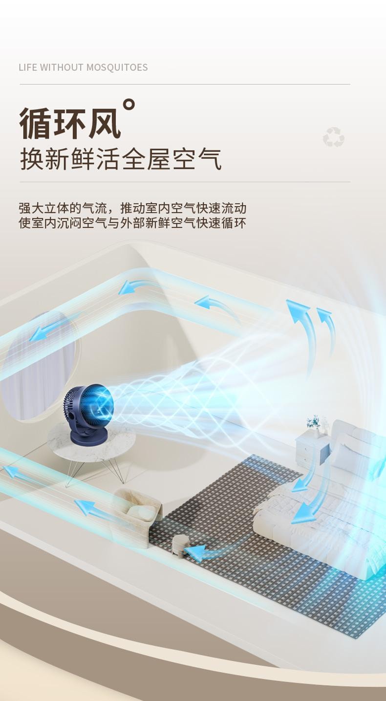 【一扇两用】ZAIWAN 在玩 桌面壁挂二合一双螺旋聚流风道超静音小型usb充电小风扇  皓月白(1件)