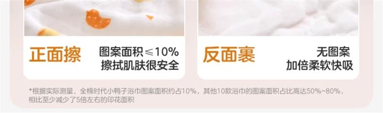【中國直郵】 全棉時代 嬰兒紗布浴巾純棉浴巾超軟吸水包巾黃色小鴨子115cm*115cm