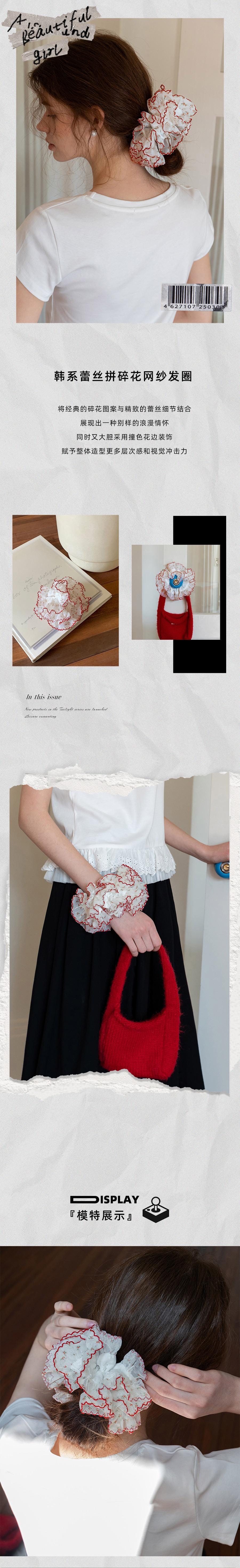 New Denim Bow Square Scarf Headband Checkered Headband Spliced Denim Blue Bow F