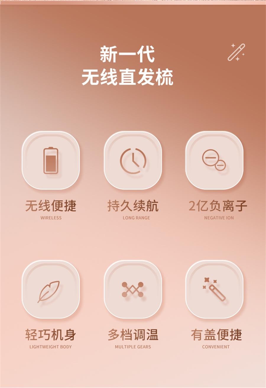 【中国直邮】 ovl 现代无线胶囊直发梳负离子充电电动卷发棒便携夹板干湿两用神器  旗舰款-雾绿
