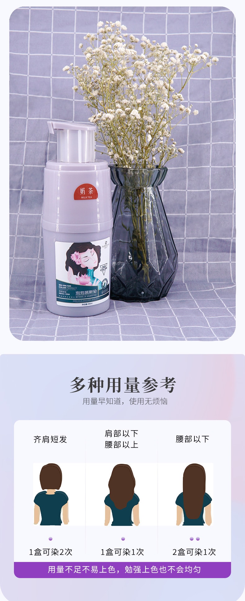 【中國直郵】2023流行色 泡泡染髮劑 染髮劑自己在家用 植物染髮膏-薄荷米棕240ml (純自己在家染)