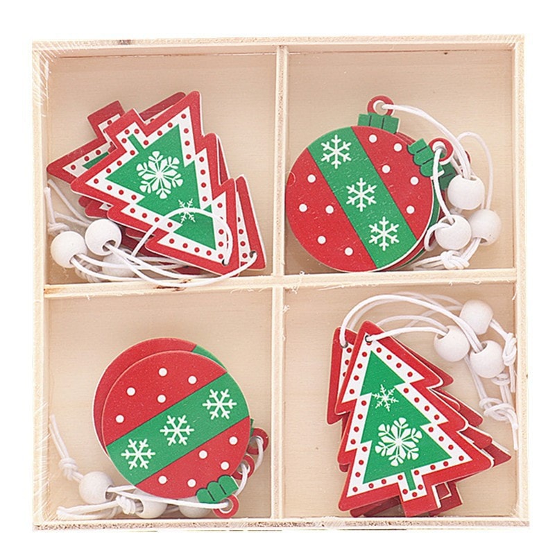 Christmas Tree Hanging Christmas Decorations Wooden Color - Gingerbread Man Style 12 Pc