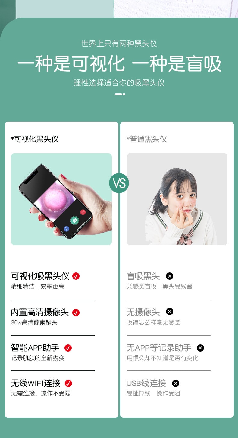 【中國直郵】金稻 電動可視吸黑頭粉刺毛孔清潔去黑頭儀 白色