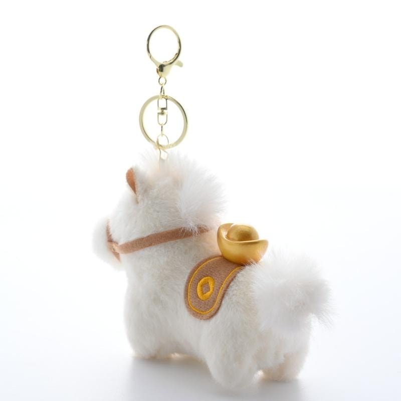 FOXTAIL 马上有钱毛绒钥匙扣挂件 吉祥物公仔 可爱桌面小矮马摆件 - 卡其色 1件