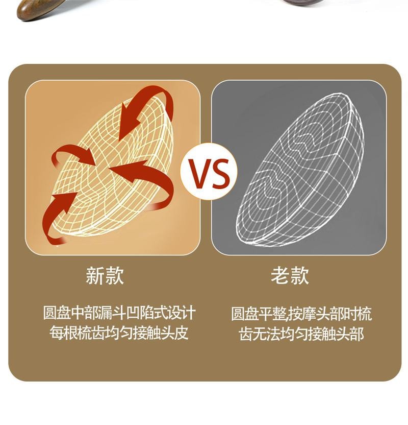 【印尼直邮】 亲太太 檀木经络刷全身通用肩颈部腹部按摩揉肚子羊角指环按摩梳  绿檀 1个装
