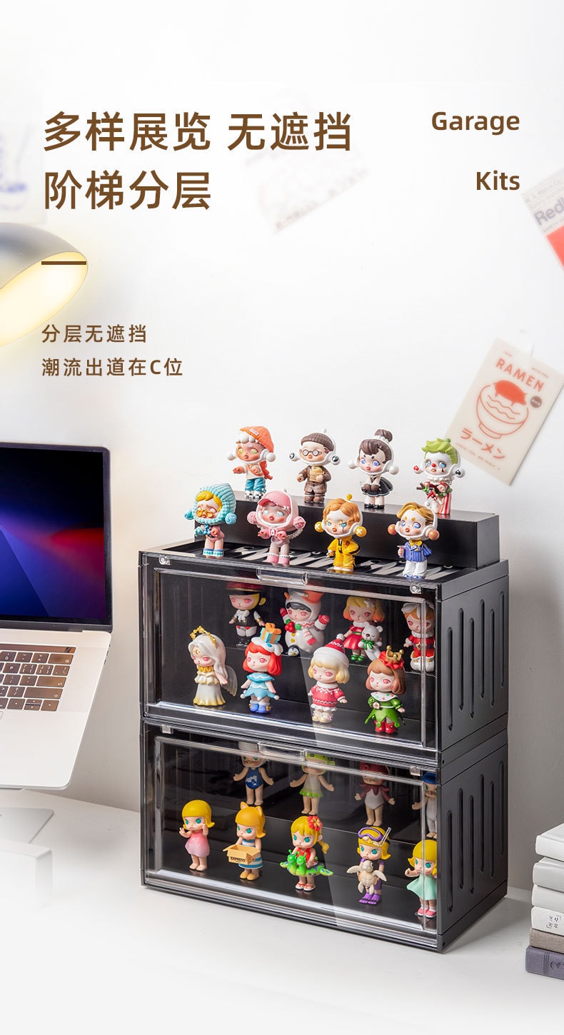 【潮玩家】盲盒手辦貨櫃收納盒展示盒 泡泡瑪特展示櫃 檸檬黃 1個