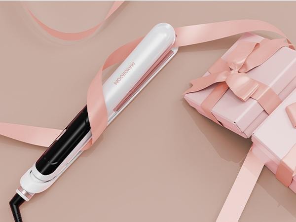 【美国现货】  MAXGROOM 双层直发卷发器 三功能合一 直发卷发玉米卷 210°C恒温加热 白色 53W