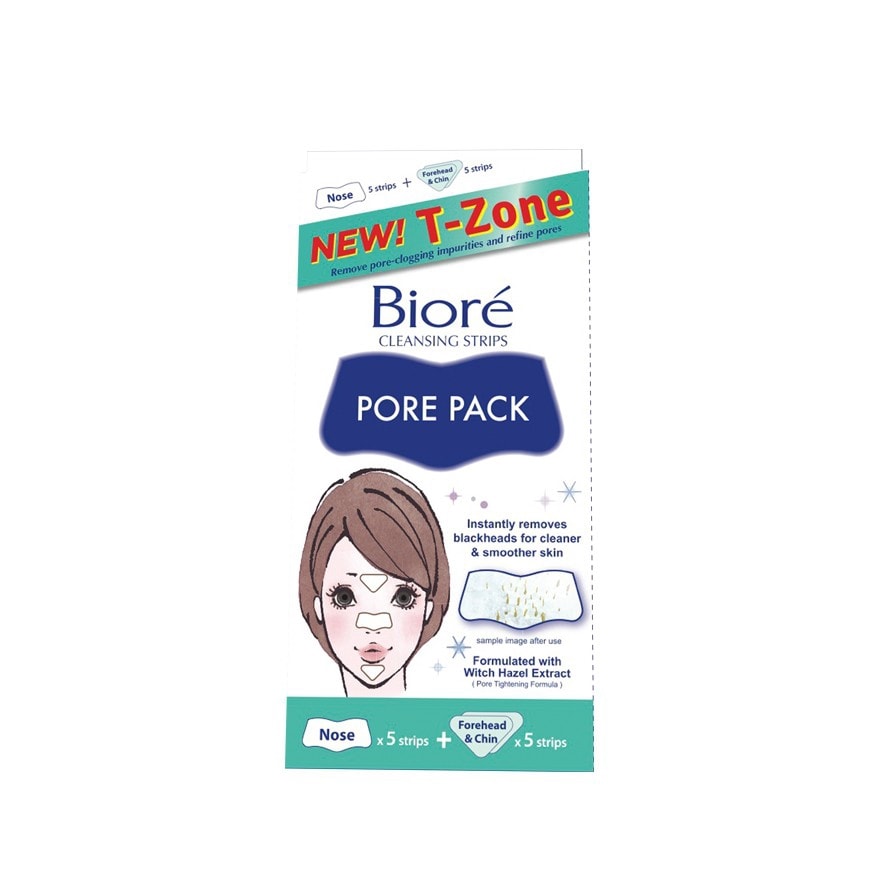 BIORE T Zone Deep Cleaning Strips Pore Pack Nose x 5strips + Forehead & Chin x 5strips