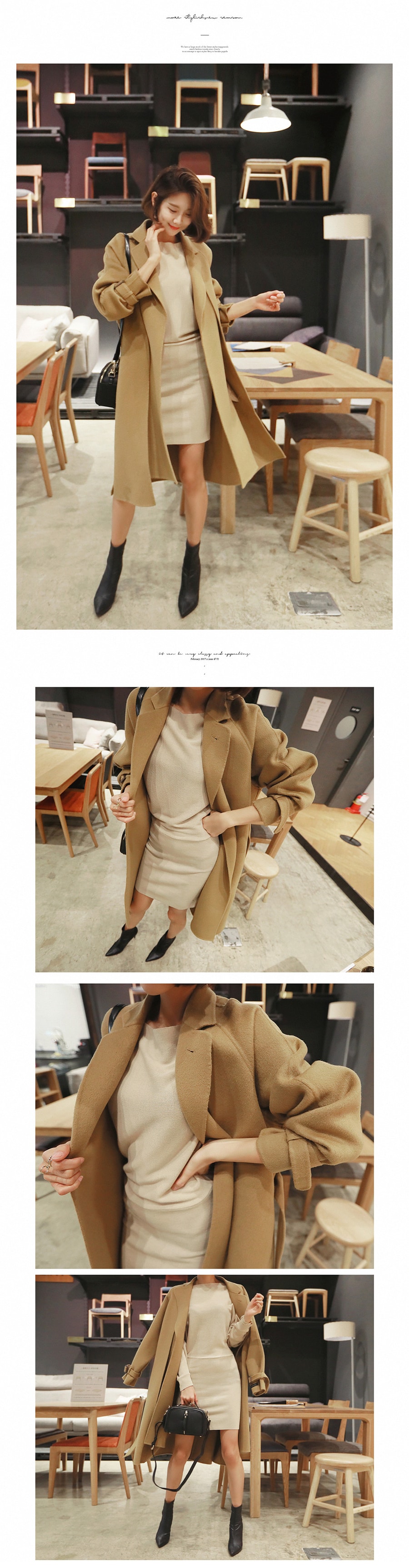KOREA [Free Shipping] Batwing Knitted Dress #Beige One Size(S-M)