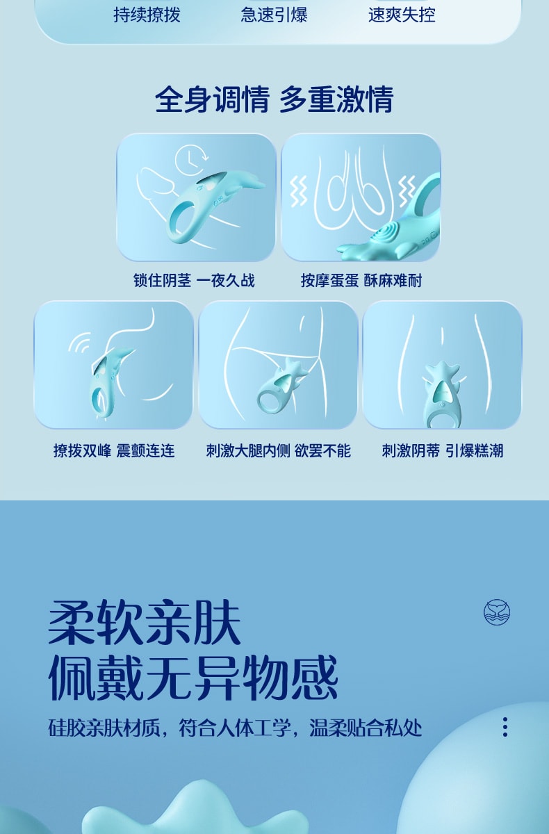 【中國直郵】傑士邦 鎖精環 震動男用防射持久延時 夫妻情趣隱形阻復環 藍色