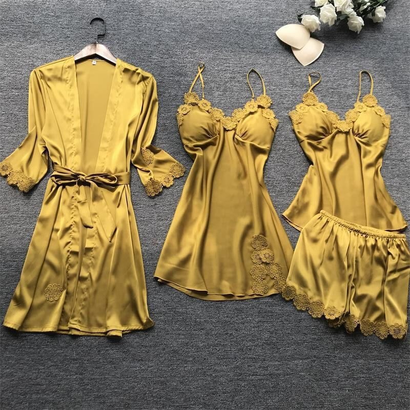 【中國直郵】 瑰若 新款歐美時尚潮流撞色情趣套裝 蕾絲情趣內衣女 黃色 均碼