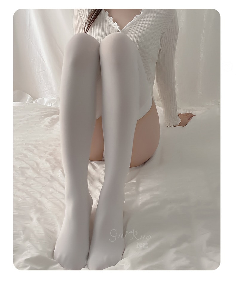 【中国直邮】瑰若 日系情趣丝袜 可爱过膝长筒袜 甜美猫爪美腿袜 均码 白色(小萝莉必备)