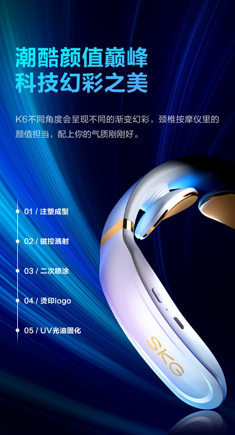 【中国直邮】SKG颈椎按摩仪 K61-X  晨曦白