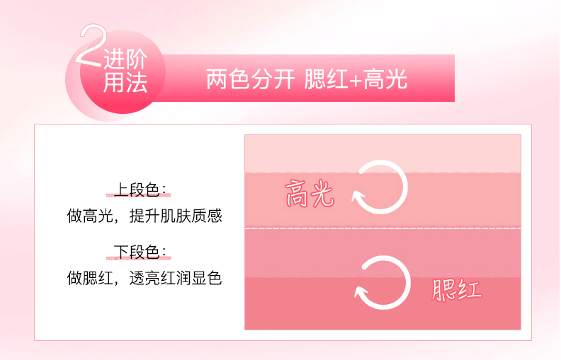 EXCEL渐层塑性腮红 渐变四色彩虹盒保湿自然微珠光带刷子#05挚爱红果