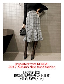KOREA Herringbone Pleated Skirt Black One Size(S-M) [Free Shipping]