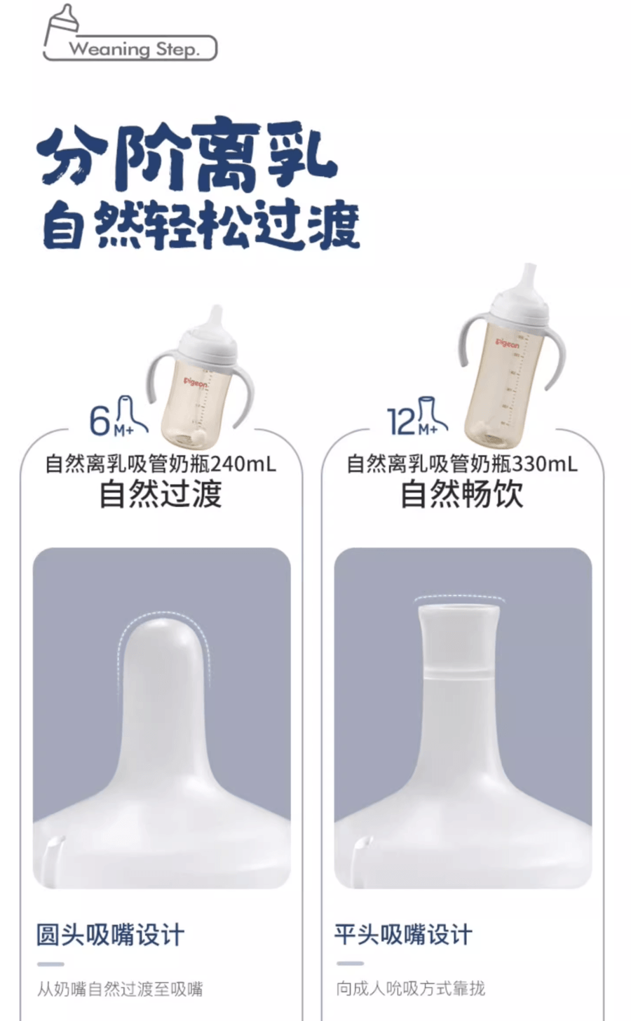 日本 PIGEON贝亲  自然离乳吸嘴 6-12个月 | 建议搭配重力球使用