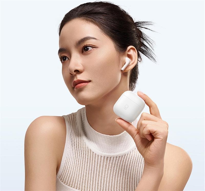 【中國直郵】 倍思 W04藍牙耳機無線半入耳通話降噪超長續航力 皓月白 1個