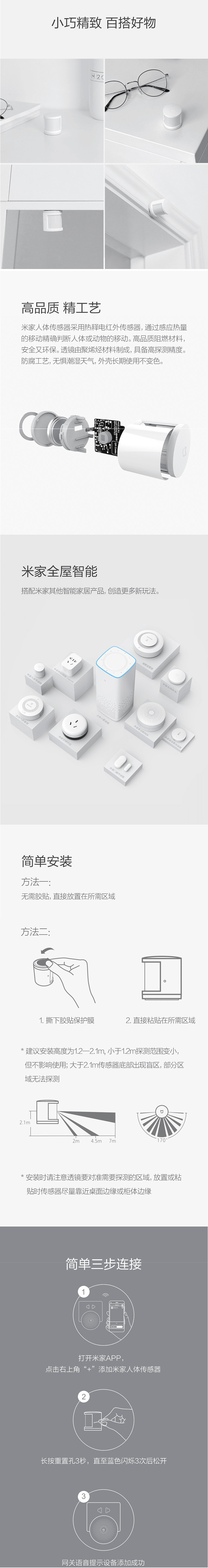 【中国直邮】小米有品米家人体传感器 白色