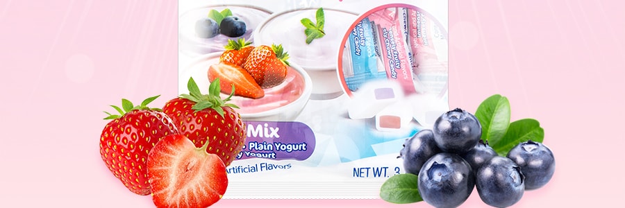 日本MORINAGA 森永 HI-CHEW 果汁軟糖 草莓藍莓優格口味 綜合袋 90g