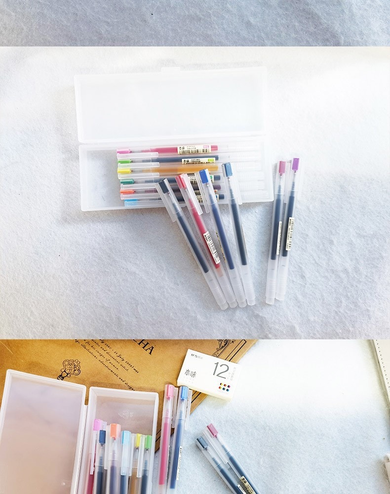 [中國直郵]晨光文具(M&G)本味系列彩色中性筆套裝HAGP1712 0.5mm 無印風 12色裝+收納筆盒
