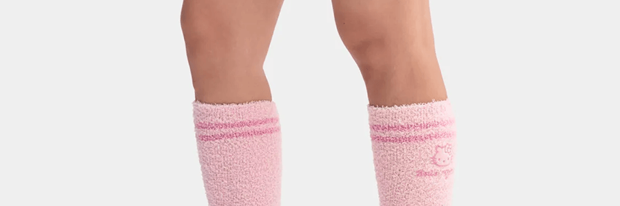 野兽派 Hello Kitty × tbh 毛绒堆堆袜 两双套装 可可豹纹/树莓粉