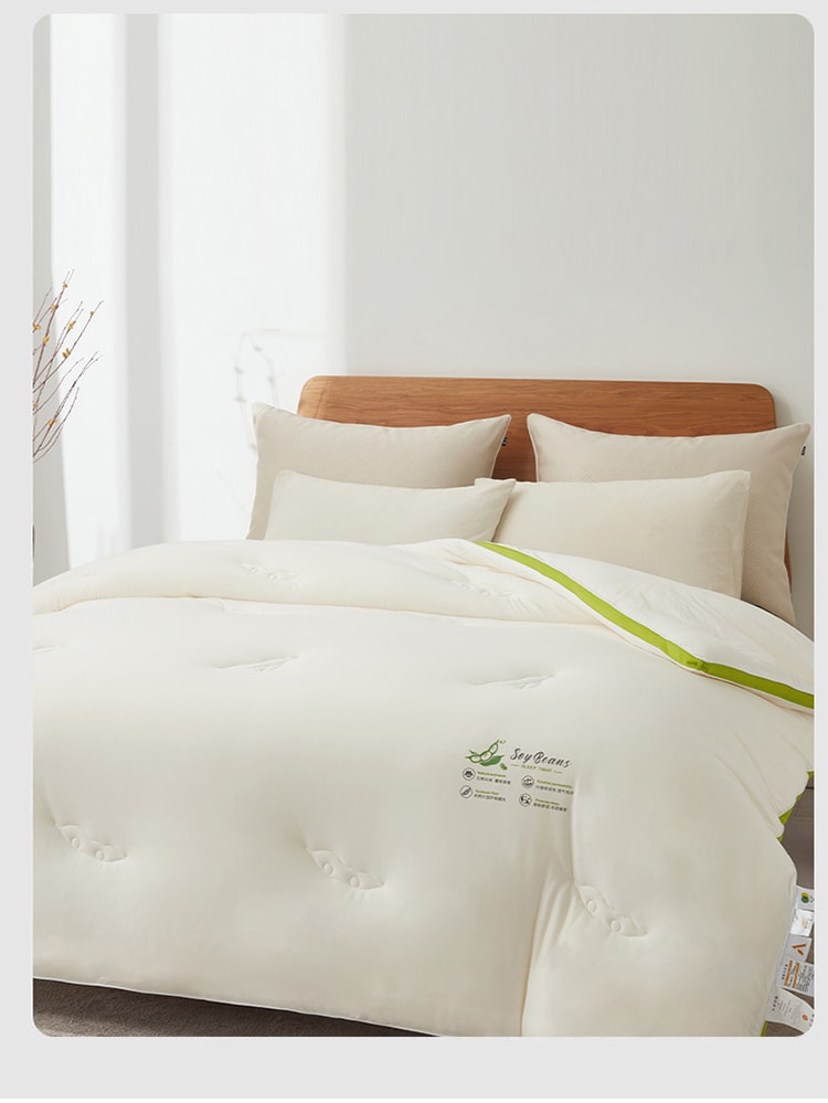 BECWARE冬季保暖棉被 母嬰級A類布料大豆纖維被 超柔軟被子 200X230公分 白色 1件入