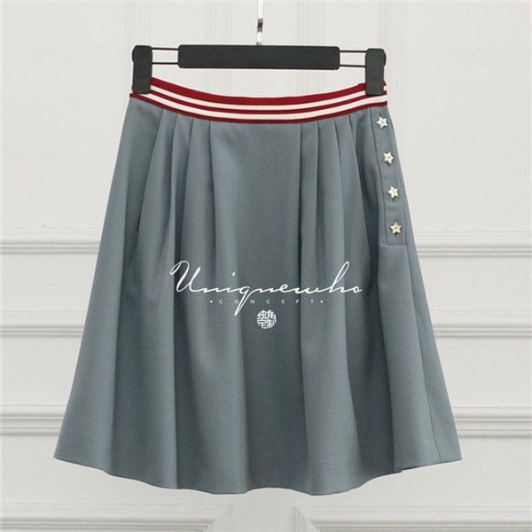 Slim Elegant Dusty Blue High Waist Short Skirts Girls Women Mini Skirt S