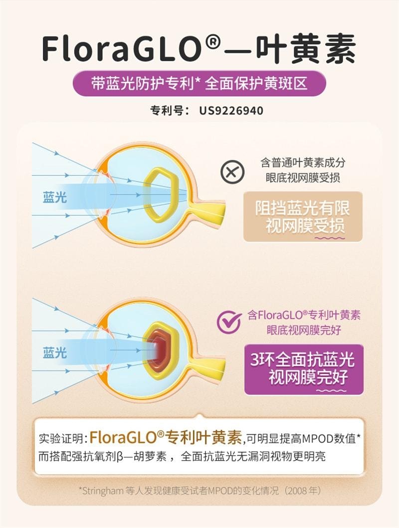 【中国直邮】 澳大利亚 优思益 儿童护眼咀嚼片 叶黄素片 青少年学生近视护眼 60粒/盒