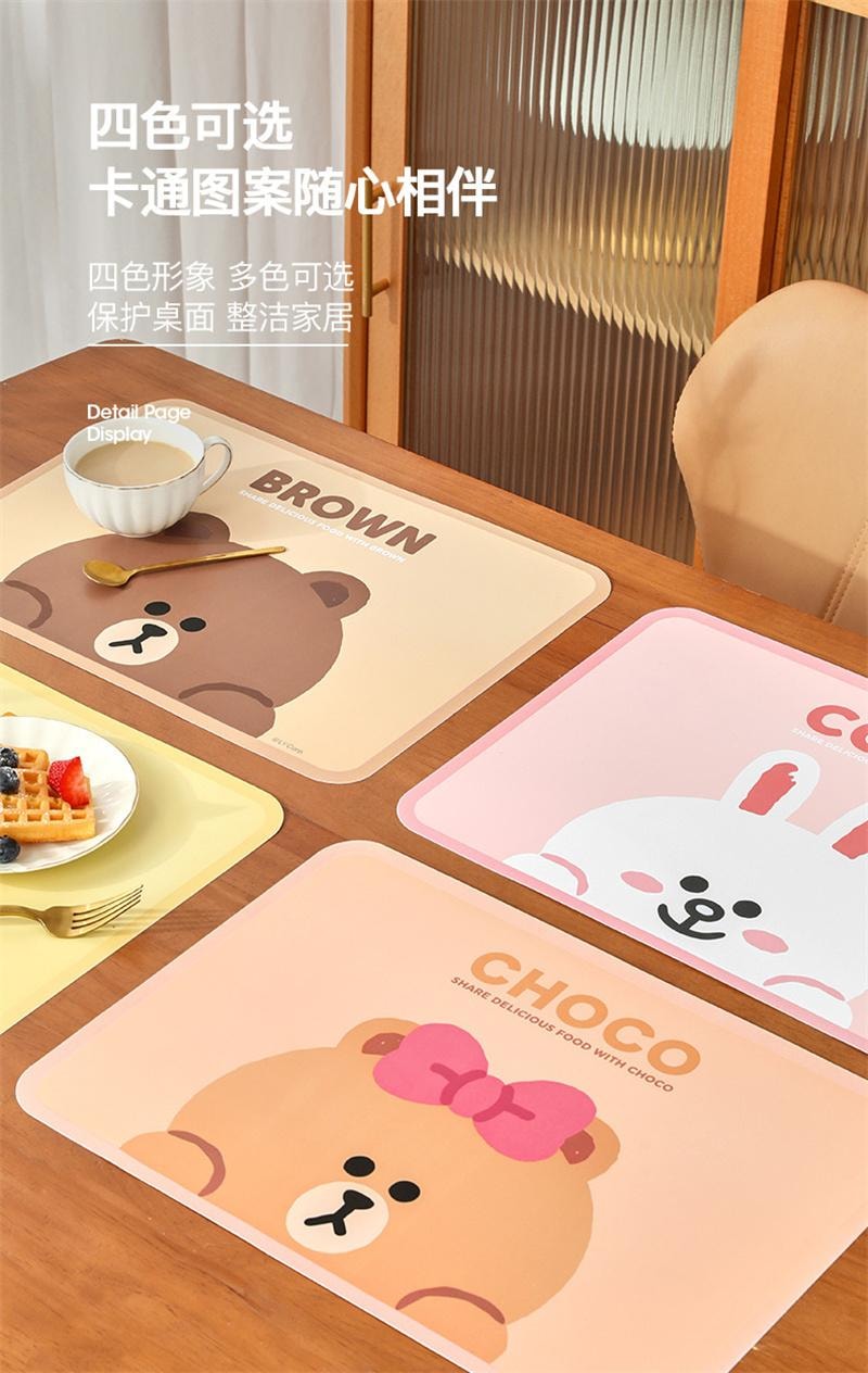 【中國直郵】日本 LINE FRIENDS 餐墊隔熱墊防燙餐桌墊杯墊 隔熱餐墊-CHOCO款 1個