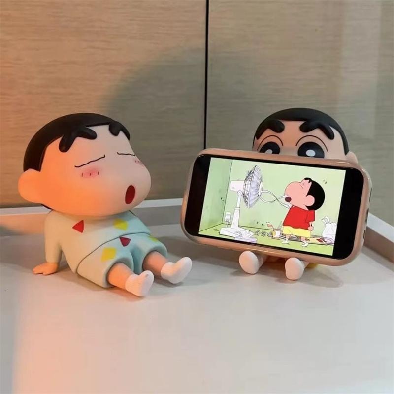 【中國直郵】 親太太 蠟筆小新手機支架桌面擺件潮玩手辦 睡袍款 12cm 1個