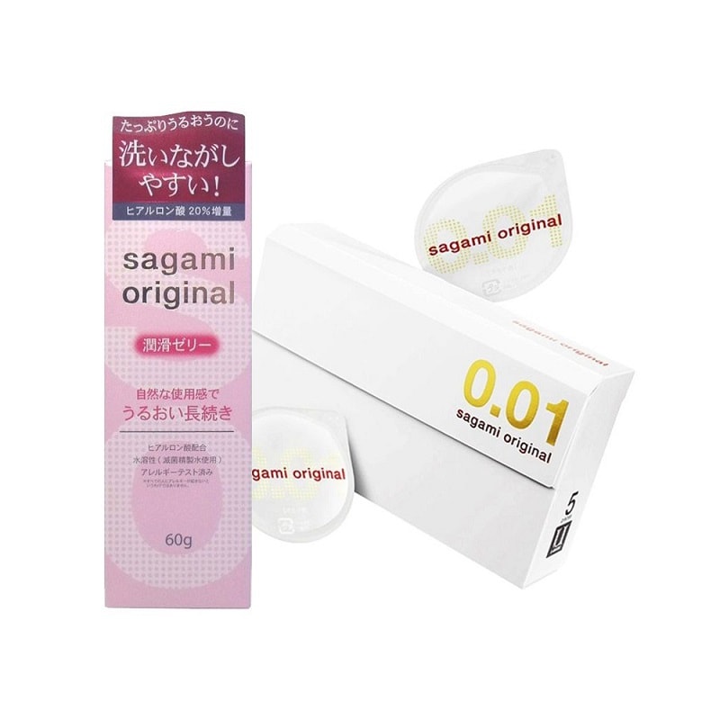 [日本直郵] SAGAMI 相模001超薄保險套保險套5只+水溶性潤滑液60g