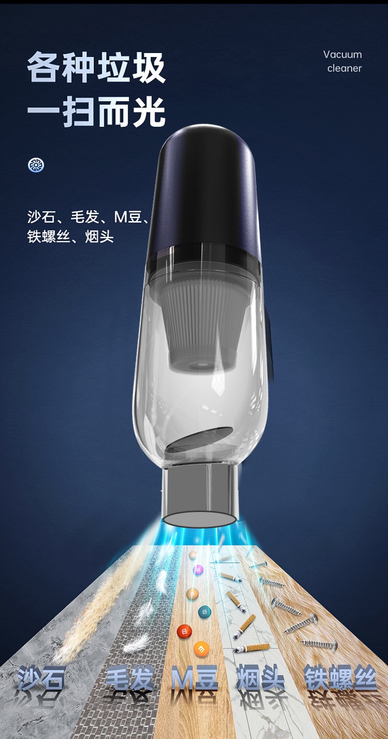 【中國直郵】車格仕 新品 車用吸塵器 迷你手持 無線充電款【白色】