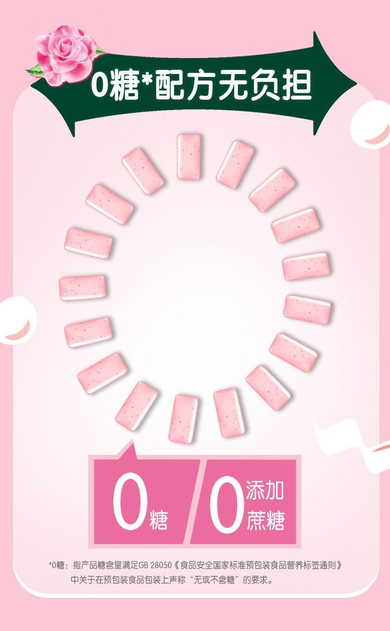 【中国直邮】 绿箭 无糖口香糖玫瑰薄荷味 口香糖清新口气办公室零食56g/瓶