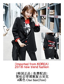 [KOREA] Checker &amp; Letter Color-Block Button Shirt #Black&amp;Ivory One Size(S-M) [免费配送]