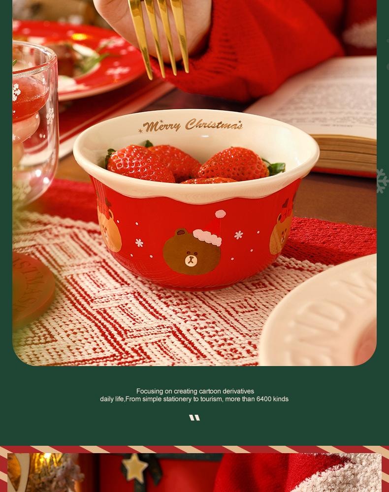 中国直送】日本 LINE FRIENDS クリスマス食器 ボウル バタフライ