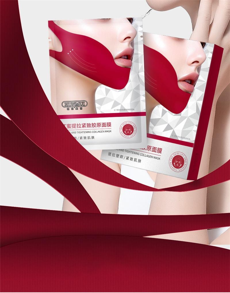 Red Honey Lifting & Firming Collagen Mask Face Hanging Ear Patch Double Chin V Face Slimming Mask 5pcs/box