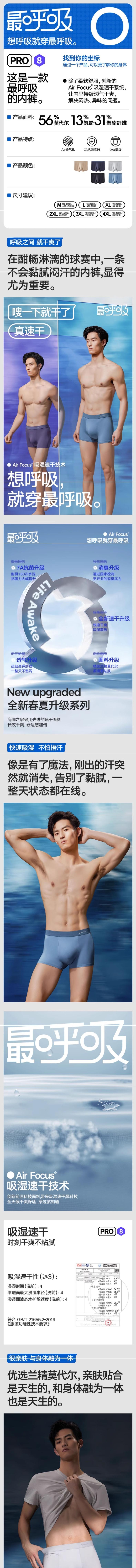 【中国直邮】 海澜之家 男士四角平角内裤 莫代尔速干 轻薄透气平角短裤 3条装 M码 适合42kg-47kg