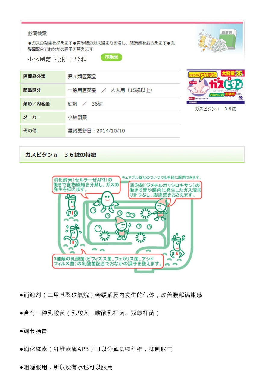 【调教肠胃】KOBAYASHI 小林制药 去胀气 36粒