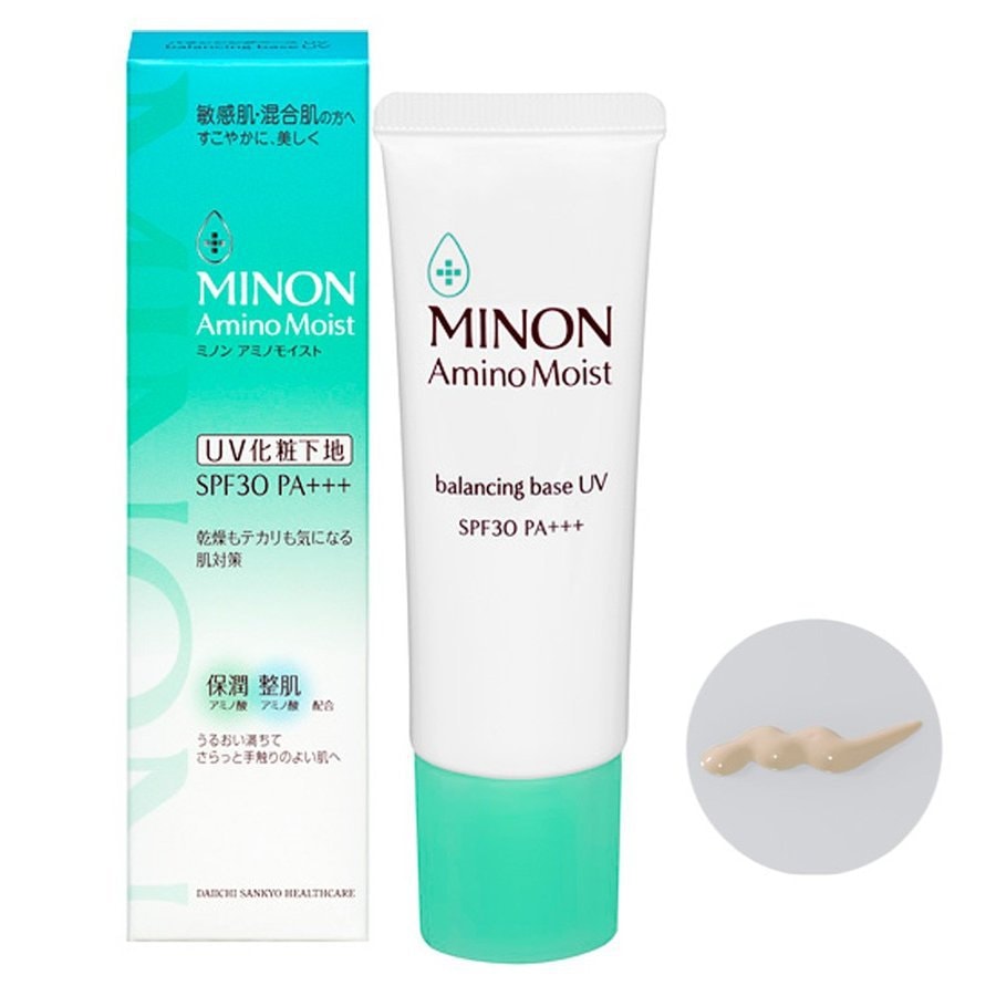 【日本直邮】日本第一三共 MINON蜜浓 绿色氨基保湿平衡 隔离乳 妆前乳 SPF30 PA+++ 25g