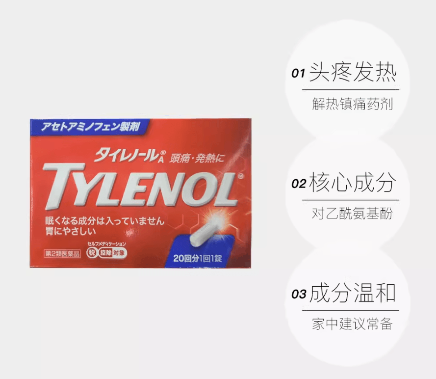 【日本直邮】日本泰诺tylenol解热止痛药对乙酰氨基酚止疼退烧药20粒