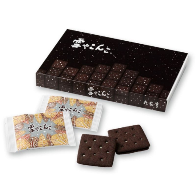 【日本北海道直郵】六花亭雪飄飄白巧克力夾心黑可可餅乾 12枚入