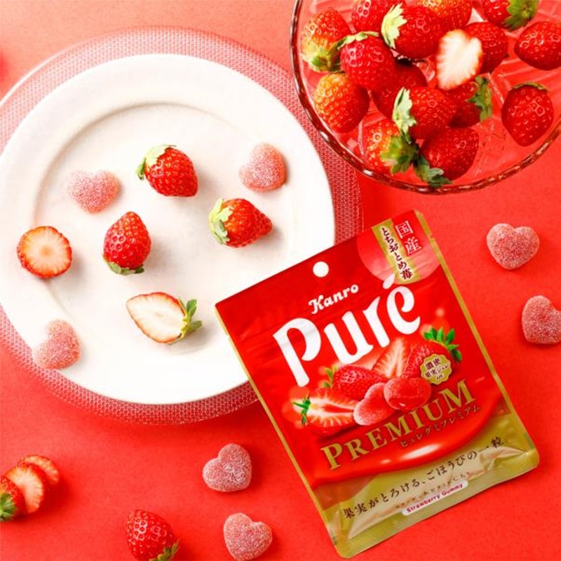 【日本直郵】日本KANRO PURE 期限限定 果汁彈性軟糖 草莓風味 56g