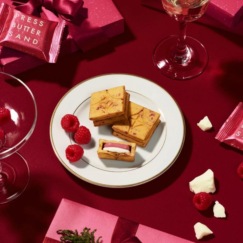 【日本直邮】日本 press butter sand  粉色树莓白巧奶油夹心曲奇饼干 5枚装 
