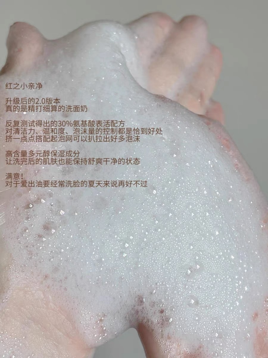 【中国直邮】 红之 氨基酸亲净洁面乳 二代小亲净洗面奶 泡沫深层清洁控油收缩毛孔 100g*1支