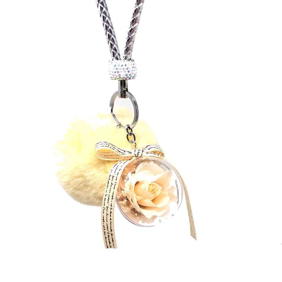 YELLOW PRESERVED ROSE KEY-CHAIN