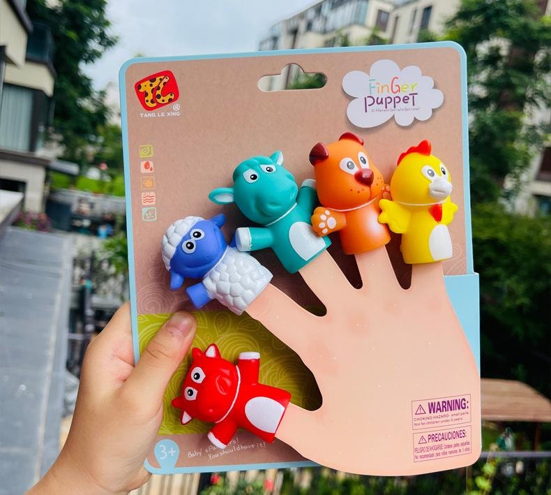 【中国直邮】 FOXTAIL 早教手指玩偶 讲故事 儿童 婴幼儿搪胶动物 摆件5只装*2份 -斑马款*|