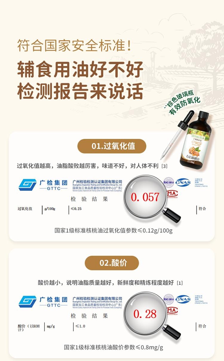 【中國直效郵件】 爺爺的農場 有機核桃油 寶寶輔食用油 110ml/瓶