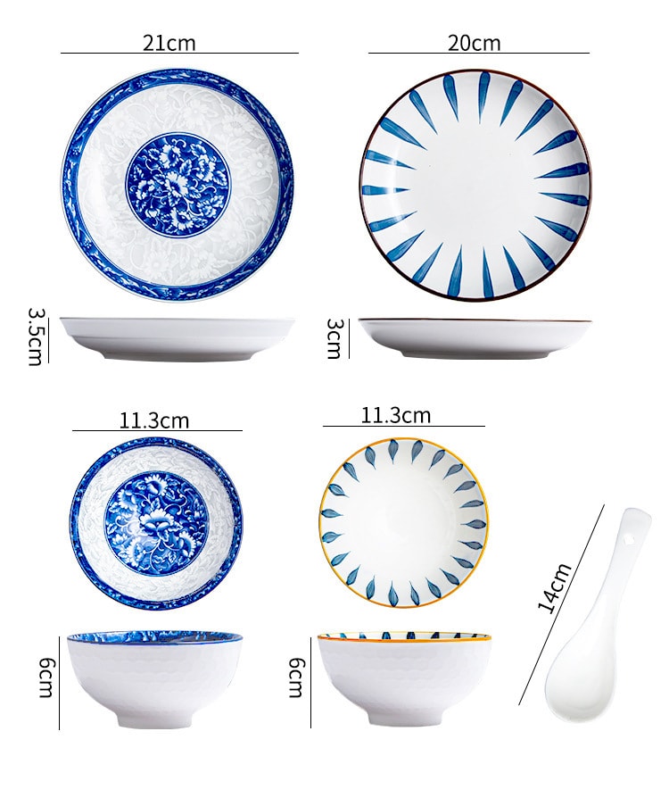 中国 海蓝星 经典国色青花瓷 釉下彩 双碗 礼盒装 新年添碗添福气 赠两双筷子
