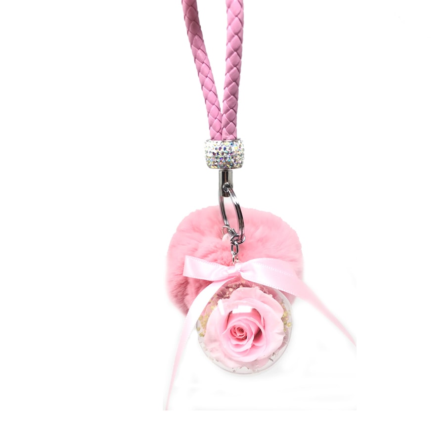PINK PRESERVED ROSE KEY-CHAIN