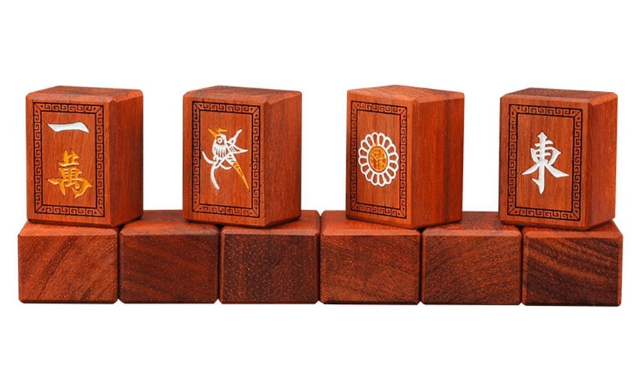 KAI TAI INC Unique ROSE WOOD Mahjong Set 144 Wooden Tiles. Perfect gift for Christmas / Chinese New Year / Home Decor